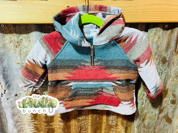 Turquoise Aztec Shacket Hoodie