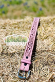 Pink Tooled Kids Belt