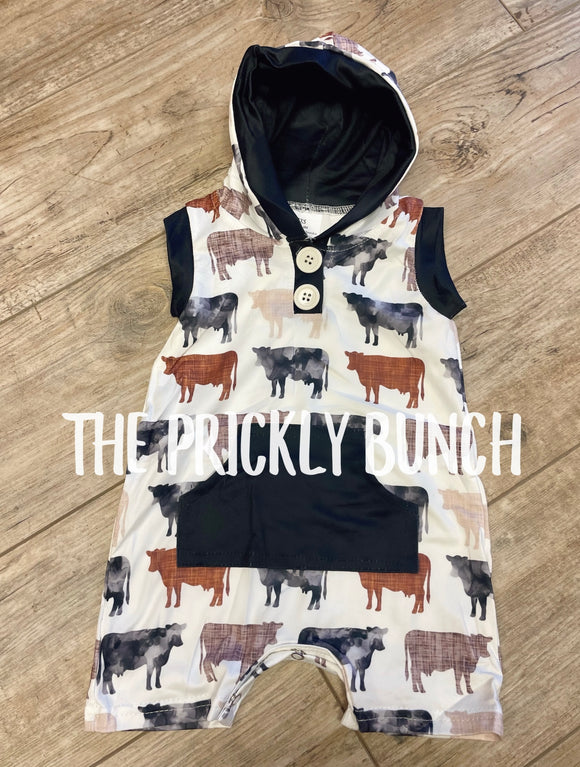 Hooded Cow Romper