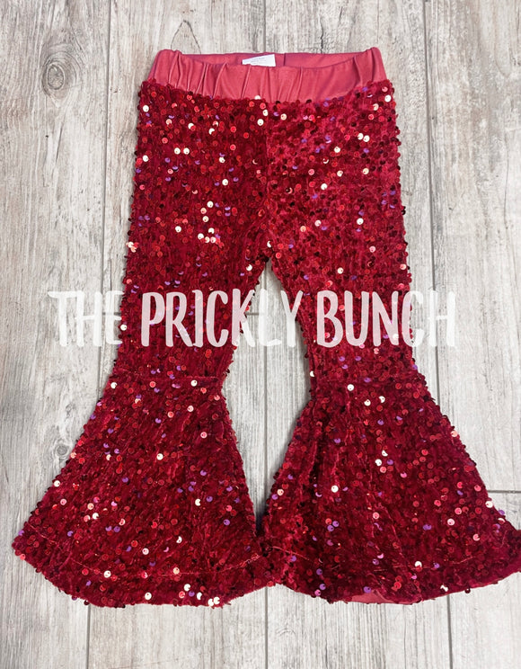 Dark Red Sequin Bells