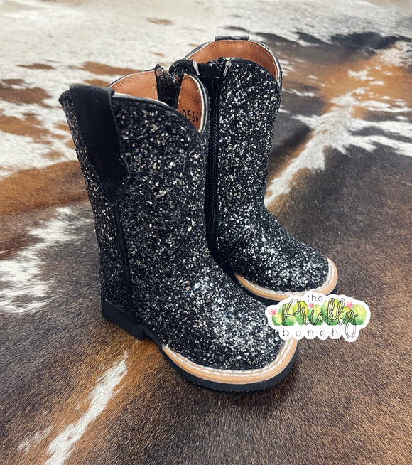 Space Cowgirl Black Glitter Boots