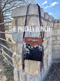 Tooled Handle Cowhide Crossbody Purse