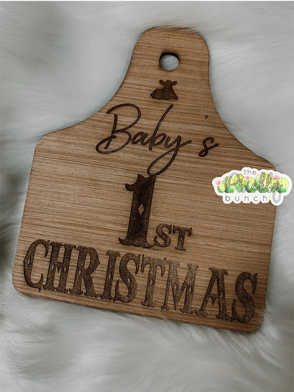 Baby’s First Christmas Wooden Cow Tag