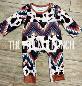 Rust Aztec Cowprint Romper